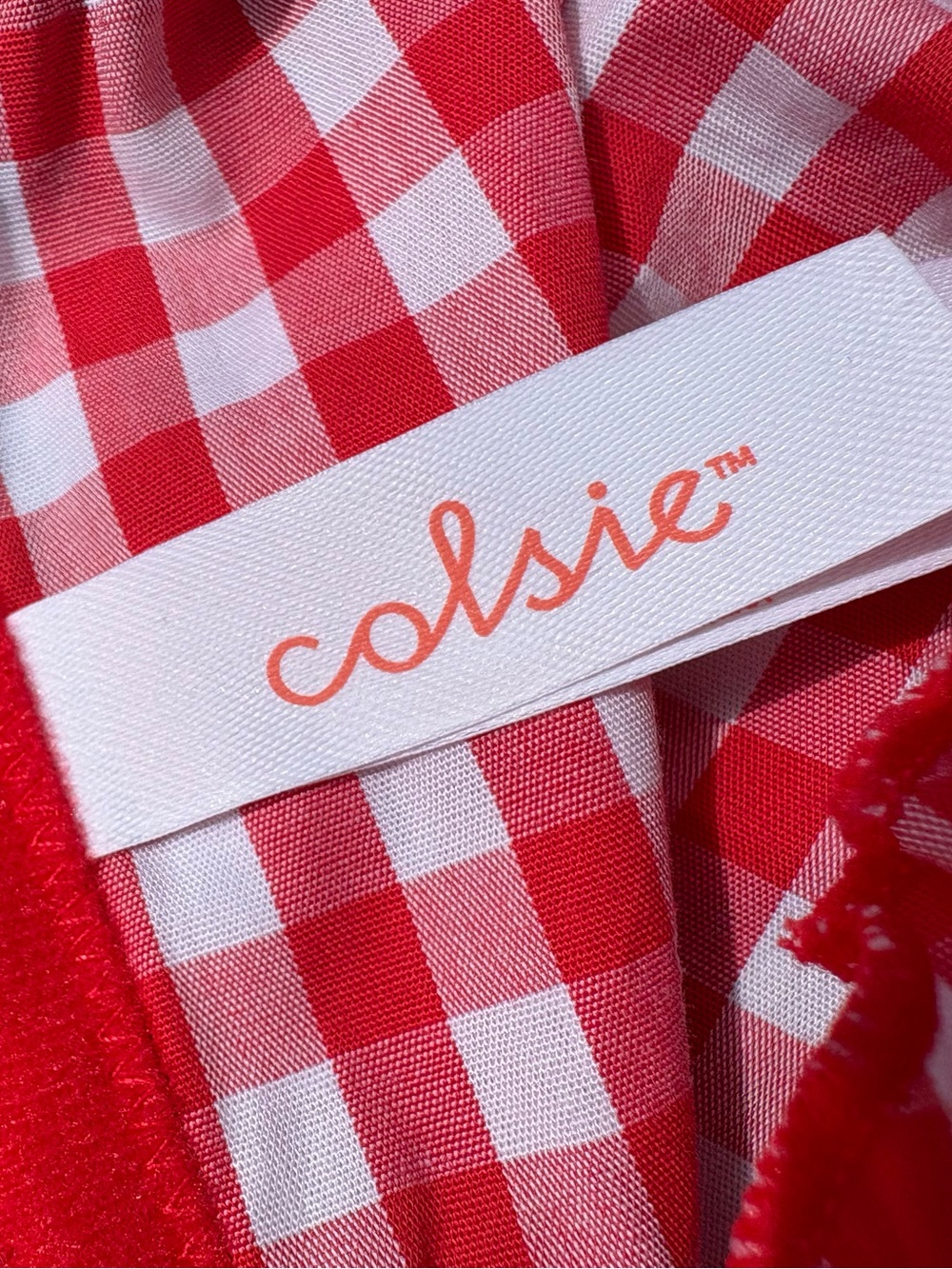Colsie Gingham Woven Corset Bra in Cosmic Red. Size S NWT - Picture 8 of 9
